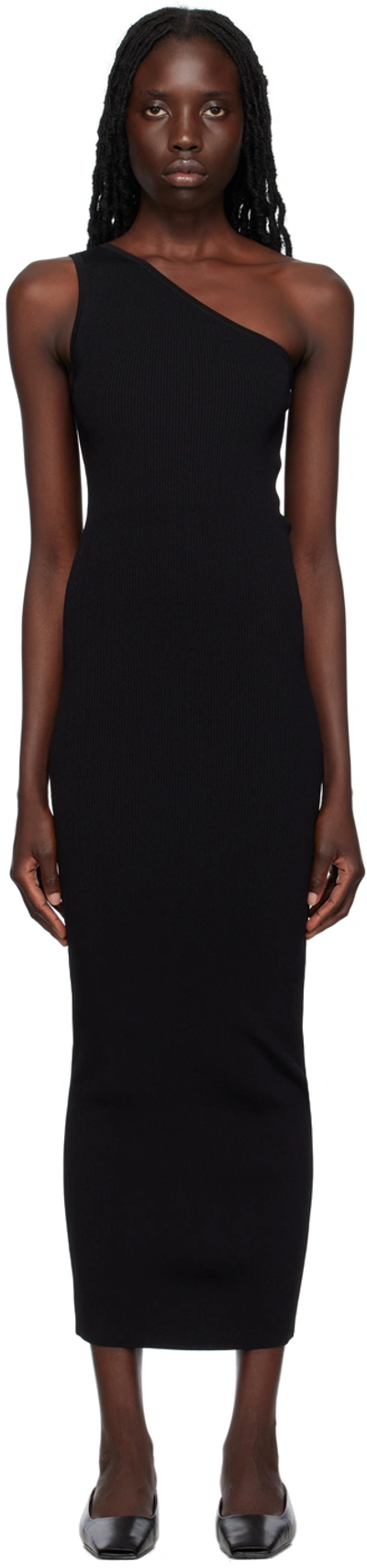 Shop Totême Black Single-shoulder Maxi Dress In 200 Black