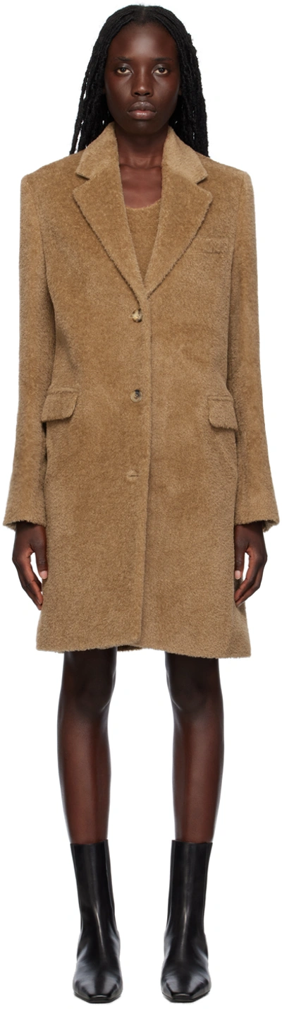 Shop Totême Tan Notched Lapel Coat In 898 Chestnut