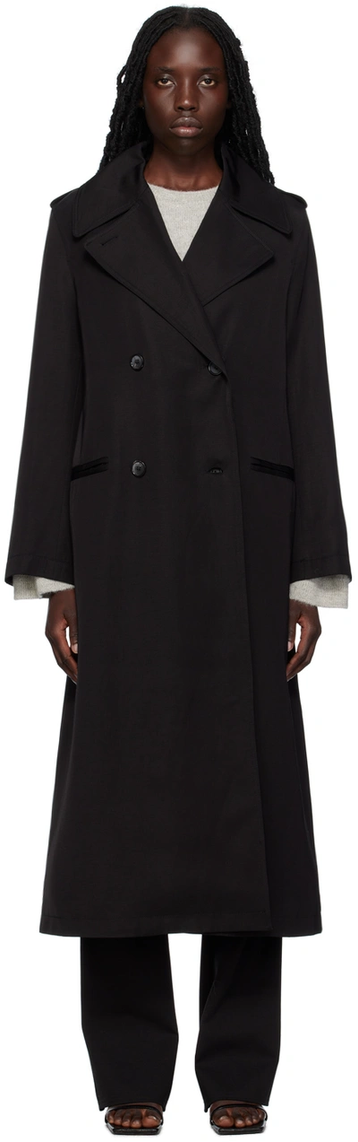 Shop Totême Black Fluid Trench Coat In 200 Black
