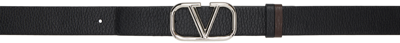 Shop Valentino Reversible Black & Brown Vlogo Belt In 7q1 Nero/fondant