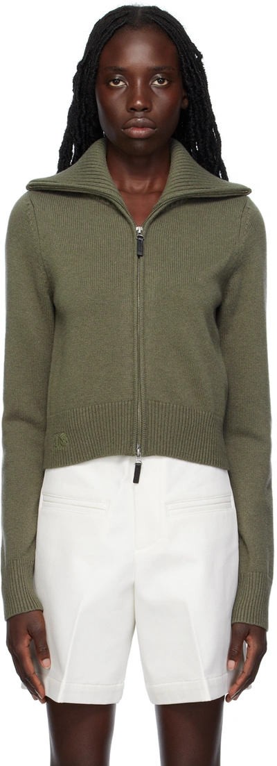 Shop Fax Copy Express Green Zip Sweater In Army Green
