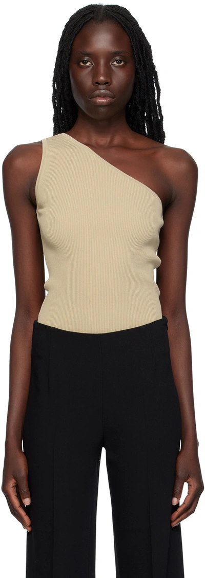 Shop Totême Beige Single-shoulder Tank Top In 809 Overcast Beige