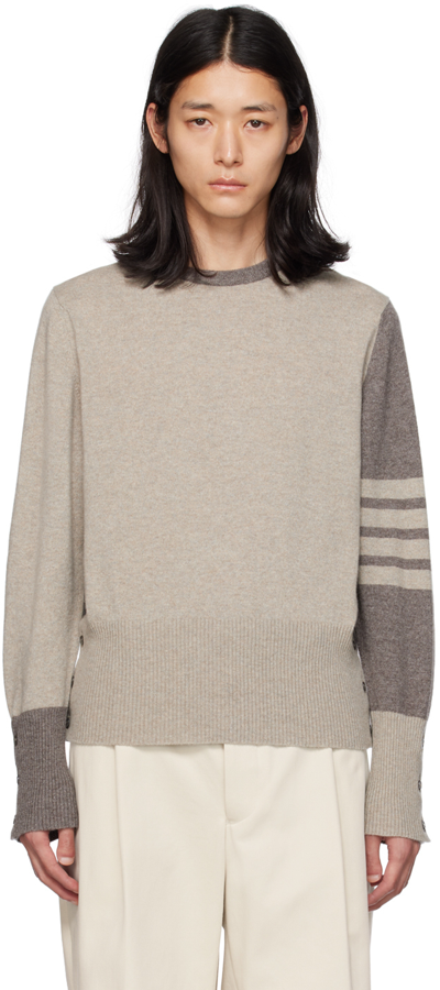 Shop Thom Browne Taupe 4-bar Sweater In 265 Beige