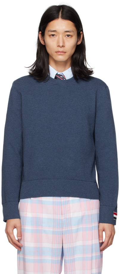Shop Thom Browne Blue Stripe Sweater In 435 Dark Blue