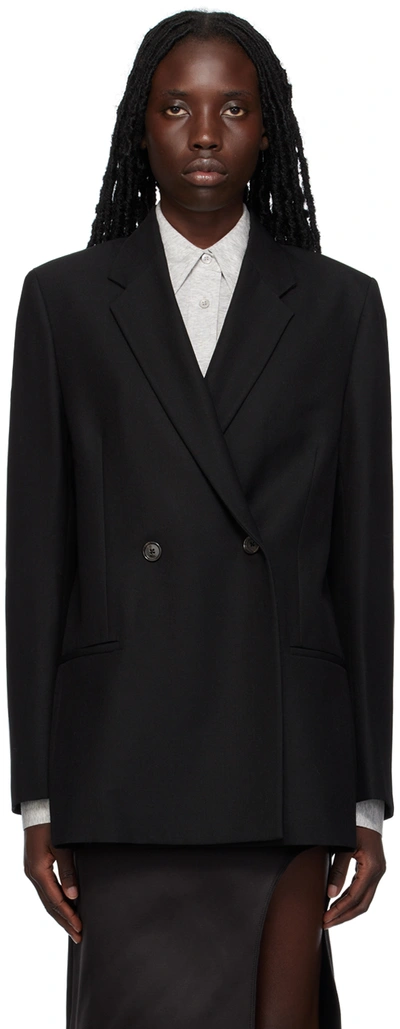 Totême Loreo Oversized Double-breasted Woven Blazer In 200 Black
