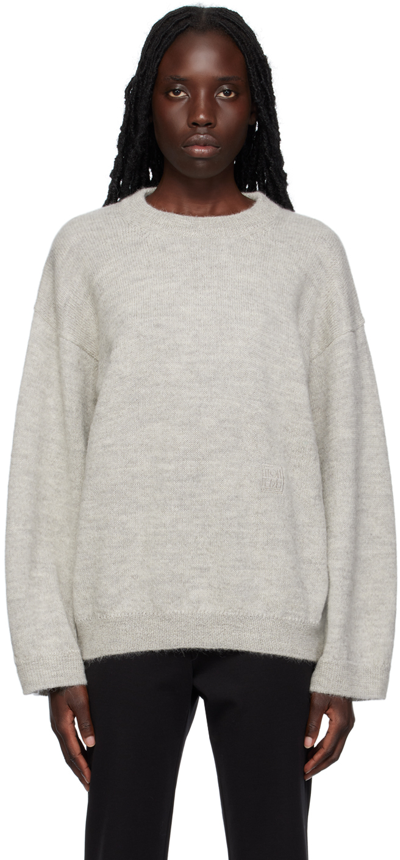 Shop Totême Gray Crewneck Sweater In 316 Concrete Melange