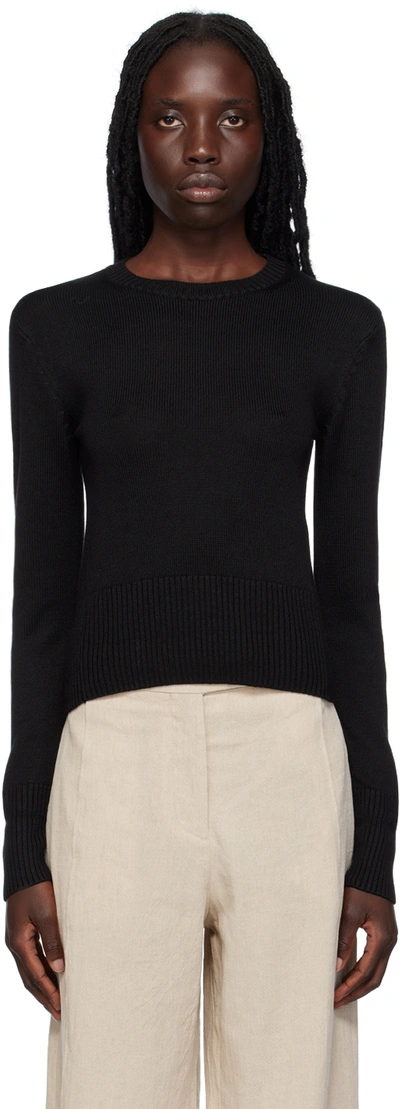 Shop Totême Black Crewneck Sweater In 200 Black