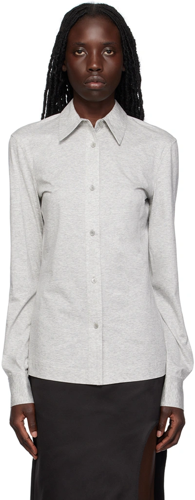 Shop Totême Gray Button Up Shirt In 350 Grey Melange