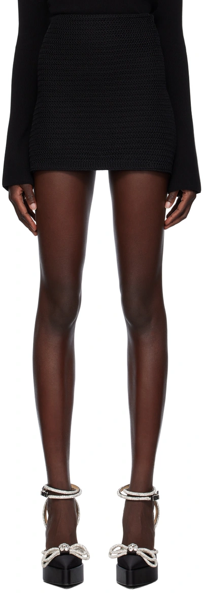 Mach&mach Black Zip Miniskirt In Black