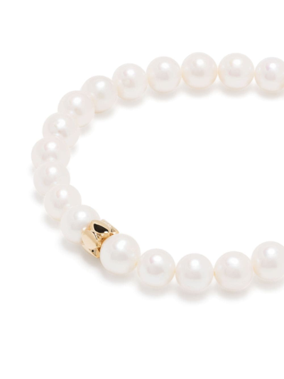 Shop Sydney Evan 14kt Yellow Gold Marquise Rondelle Pearl Bracelet In White