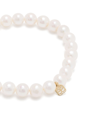 Shop Sydney Evan 14kt Yellow Gold Marquise Rondelle Pearl Bracelet In White