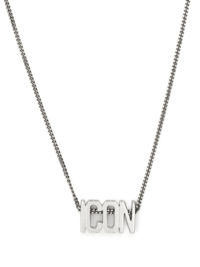 Shop Dsquared2 Icon Pendant Necklace In Silver