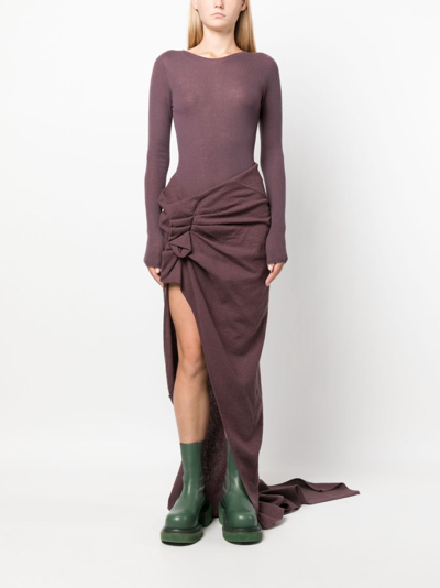 Shop Rick Owens Edfu Gathered-detail Maxi Skirt In Purple