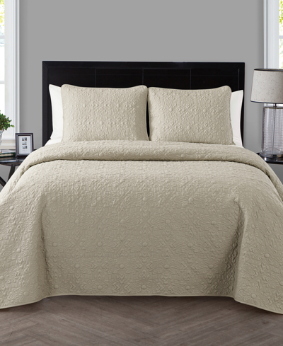 Vcny Home Caroline Embossed 3-pc. Quilt Set, Full/queen In Taupe