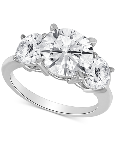 Shop Badgley Mischka Certified  Lab Grown Diamond Three Stone Engagement Ring (4 Ct. T.w.) In 14k Gold In White Gold