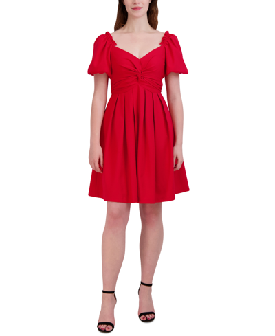 Shop Julia Jordan Women's Knot-front Short-sleeve Pleated Dress In Apple
