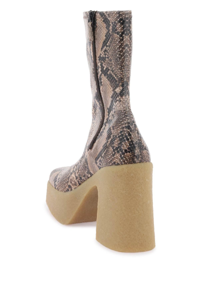 Shop Stella Mccartney Skyla Wedge Ankle Boots In Alter Python In Brown,beige