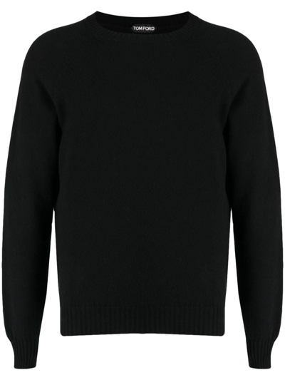 Shop Tom Ford Crew-neck Long-sleeves Knit Sweater In Black