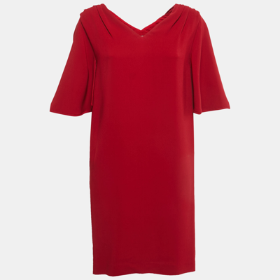 Pre-owned Stella Mccartney Red Crepe Gathered Shoulder Shift Dress S