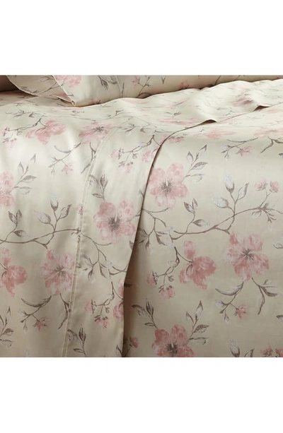 Southshore Fine Linens Mystic Garden 300 Tc Long Staple Sateen Cotton Sheet Set In Floral Soft Sand