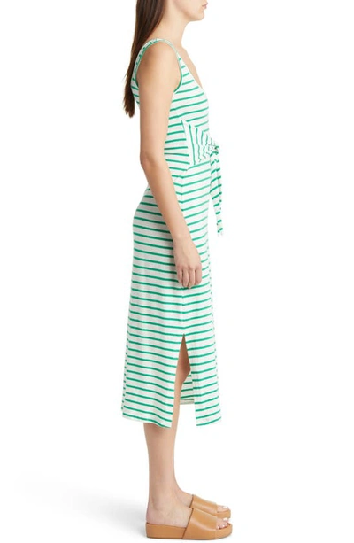 Shop Rails Meg Stripe Tie Waist Cotton Dress In Sailor Stripe Green