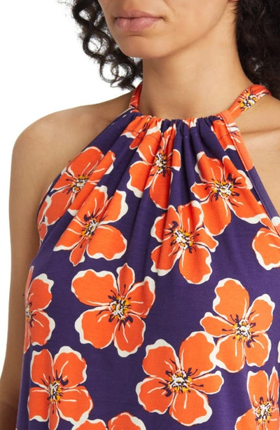Loveappella Floral Print Tank In Navy/ Coral