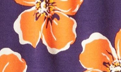Loveappella Floral Print Tank In Navy/ Coral