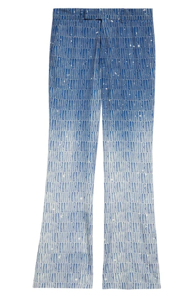 Shop Amiri Paint Splatter Gradient Logo Wool Blend Pants In Blue