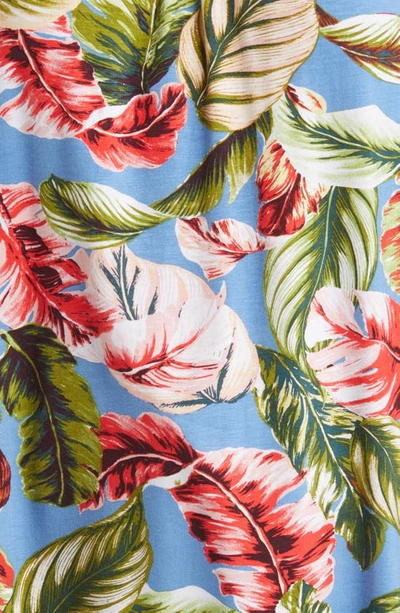 Loveappella Leaf Print Tank In Denim/ Coral