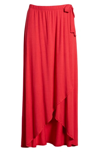 Shop Loveappella Faux Wrap Skirt In Red