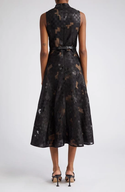 Shop Akris Square Jacquard Sleeveless Fit & Flare Dress In 099-black