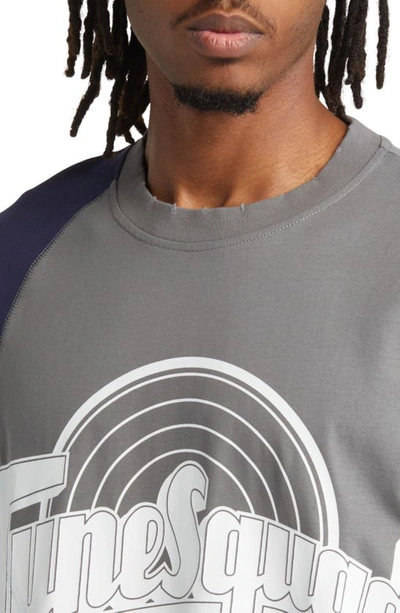 Shop Renowned Tunesquad Lucid Split Colorblock Cotton Graphic T-shirt In Multi Grey