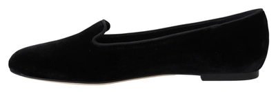 Shop Dolce & Gabbana Velvet Slip Ons Loafers Flats Women's Shoes In Black