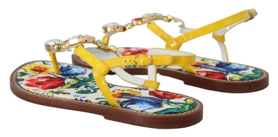 Shop Dolce & Gabbana Majolica Crystal Sandals Flip Flop Women's Shoes In Multi
