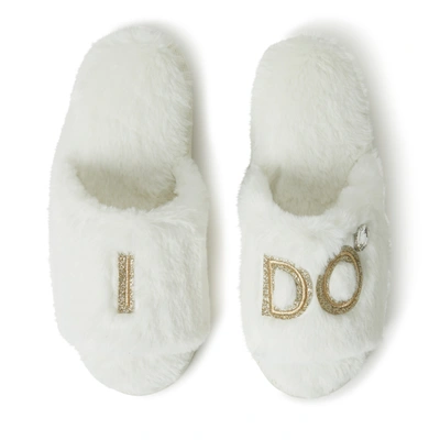 Shop Dearfoams Womens Lane Bridal Slide Slippers In White