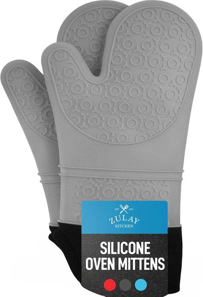 Shop Zulay Kitchen Extra Long Silicone Oven Mitts In Grey