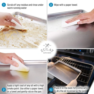 Zulay Kitchen Heavy Duty & Encapsulated Rim Half Sheet Aluminum Baking Pan (large) In Silver