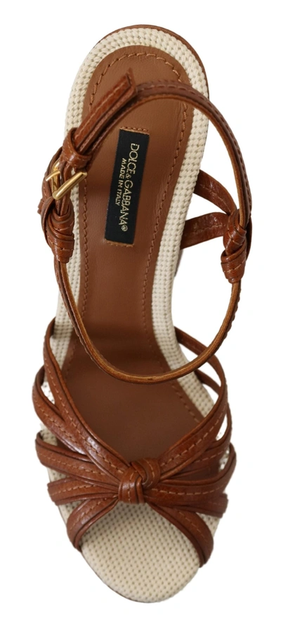 Shop Dolce & Gabbana Platform Leather Sandals Women's Shoes In Brown