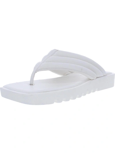 Shop Steve Madden Boost Womens Faux Leather Square Toe Flip-flops In White