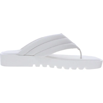 Shop Steve Madden Boost Womens Faux Leather Square Toe Flip-flops In White