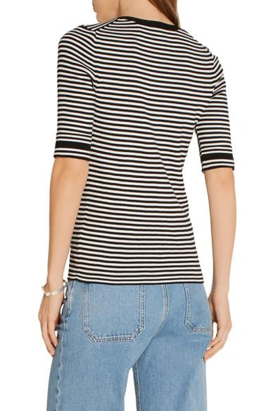 Shop Marc Jacobs Pussy-bow Striped Cotton Sweater
