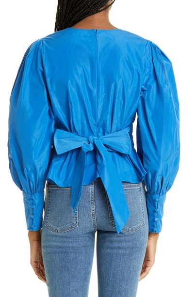 Shop Veronica Beard Seema Twist Front Taffeta Blouse In Bluebell