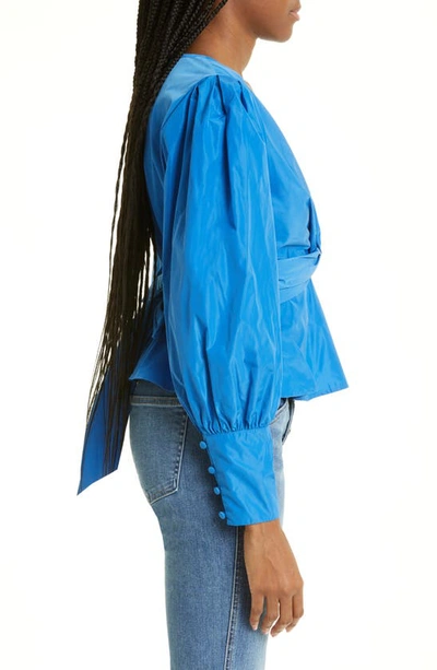 Veronica Beard Seema Long Sleeve Crisscross Blouse In Bluebell