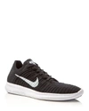 Nike Men's Free Rn Flyknit Lace Up Sneakers In Black/white