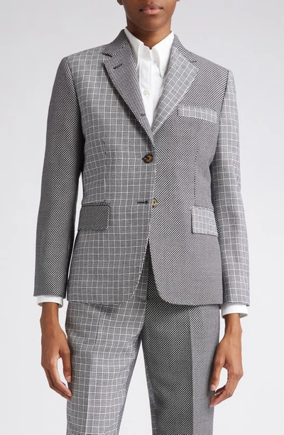 Thom Browne Mix-print Single-breasted Blazer In Black/ White
