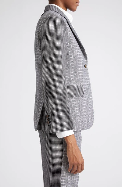 Thom Browne Mix-print Single-breasted Blazer In Black/ White