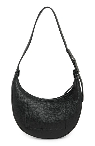 Longchamp Roseau Essential Half Moon Hobo Bag - Black/Dark Silver