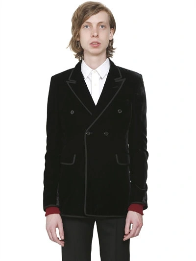 Saint Laurent Double Breasted Velvet Jacket, Black