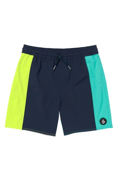 Volcom Kids' Lido Liberator Swim Trunks In Navy