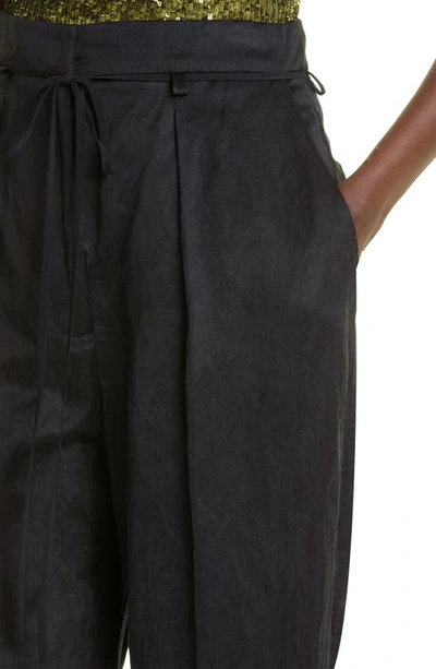 Shop Jason Wu Collection Metallic Crinkle Drawstring Pants In Black